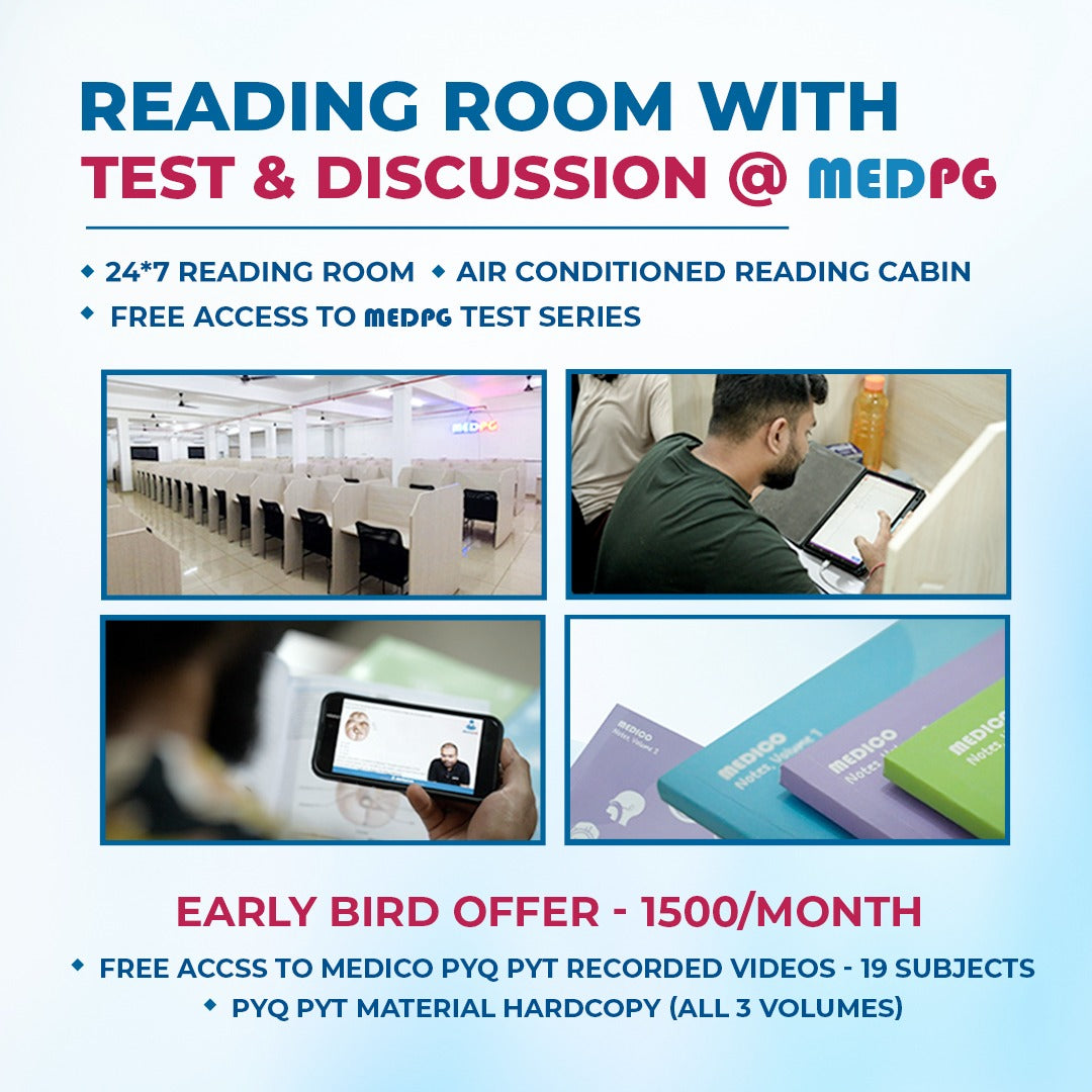MedPG Reading Hall Only (24x7 Access with Test Series & Discussions)