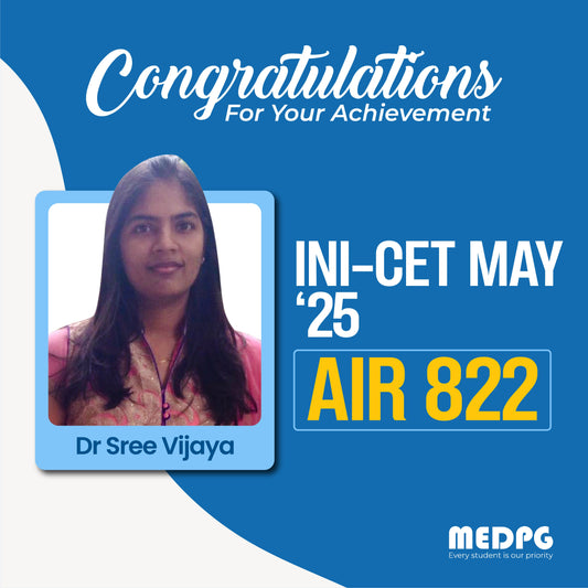 My Comeback Journey to AIR 822 – Dr. Sree Vijya, MedPG Hyderabad